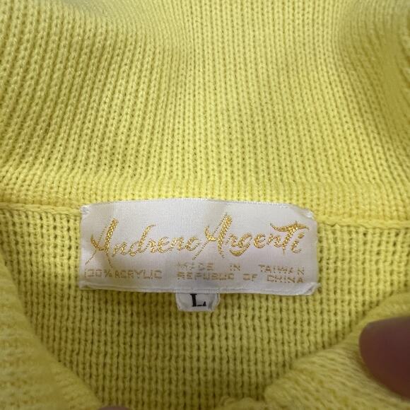 Vintage Andreno Argenti Cardigan Womens Large Yellow Golf Sweater Preppy Grandma - Picture 6 of 7